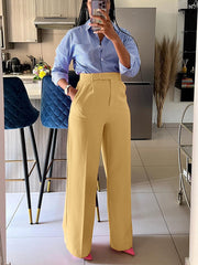 Loookus - Solid Wide Leg Pants