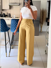 Loookus - Solid Wide Leg Pants