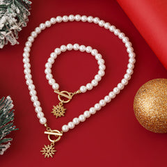 Loookus - Christmas Pearl-Inspired Necklace and Bracelet Set 🎄C