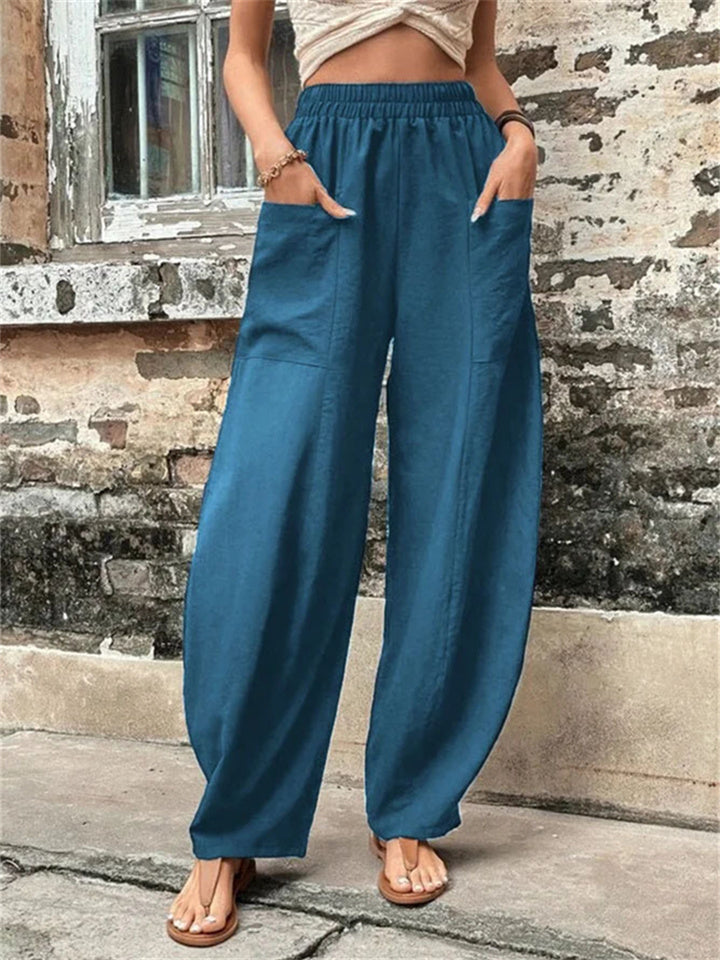 Loookus - Women's Wide Leg Pants Trousers Navy Black Light Green Fashion Casual Daily Side Pockets Full Length Comfort Solid Colored S M L XL 2XL