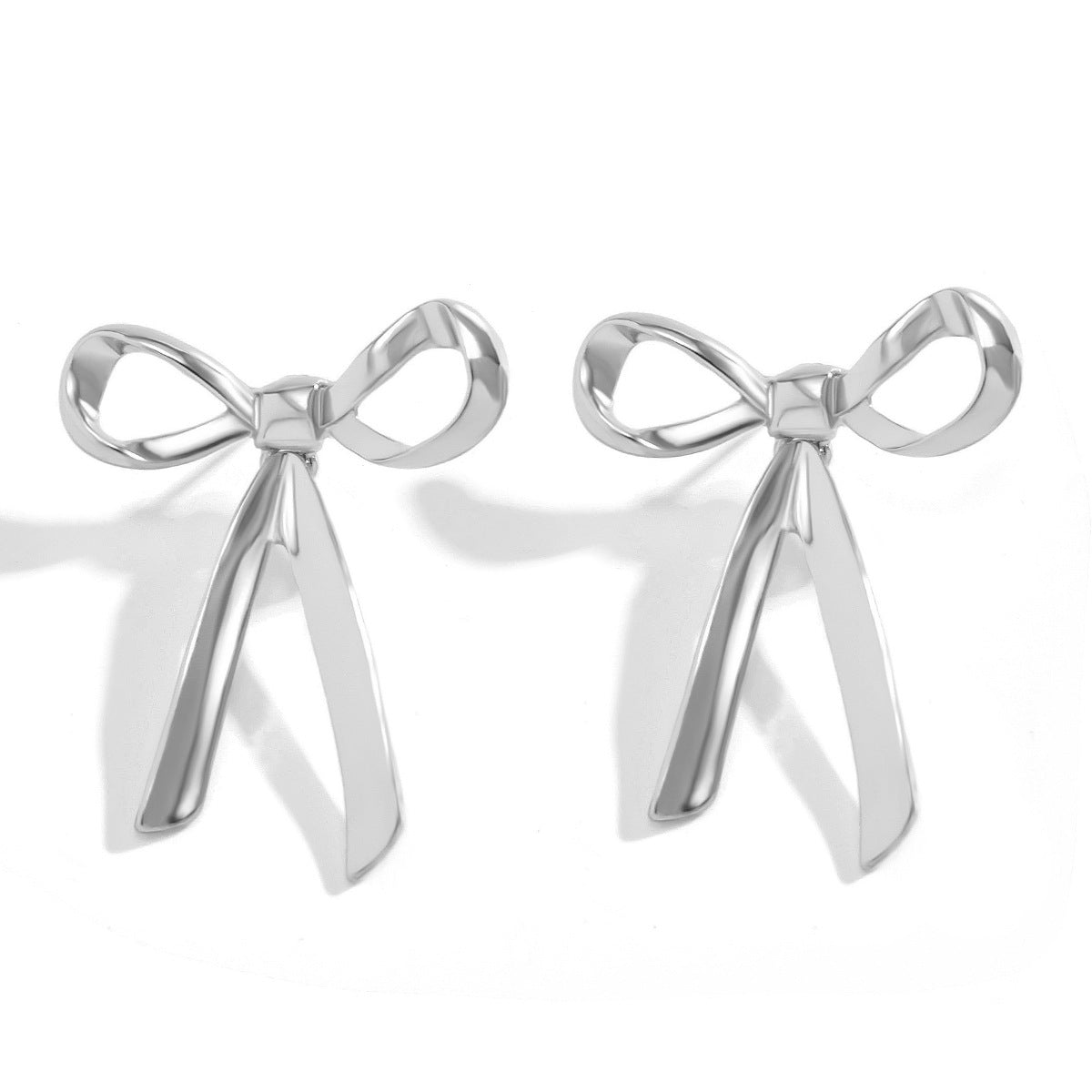 Loookus - Bow-knotted Metal Earrings