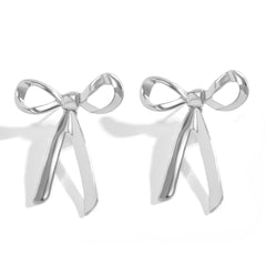 Loookus - Bow-knotted Metal Earrings