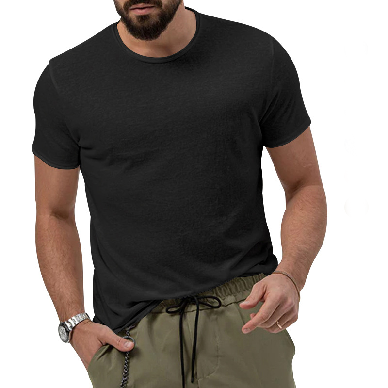 Loookus - Men's summer solid color quick-dry round collar casual top