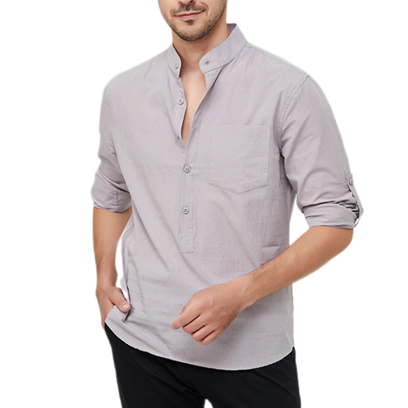 Loookus - Men's Cotton Henley Vacation Shirt