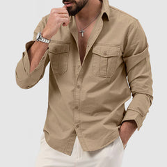 Loookus - Men's Casual Cotton Workwear Pocket Shirt