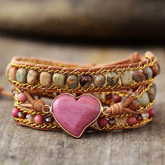 Loookus - Red pattern heart-shaped wrap bracelet