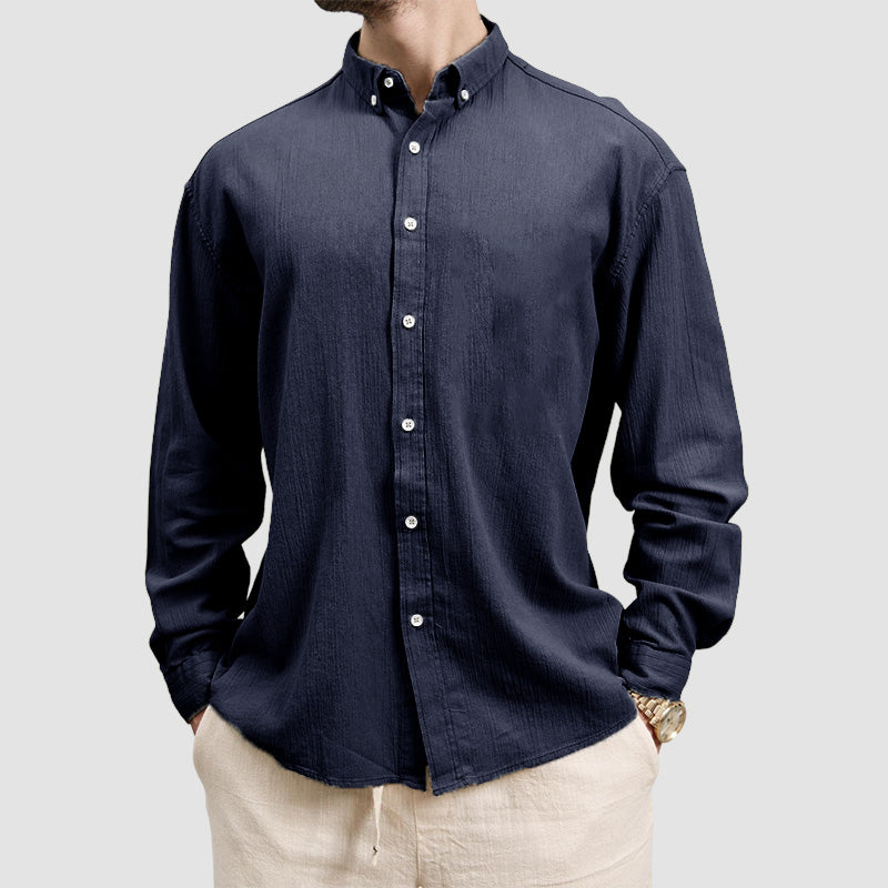 Loookus - Men's Basic Casual Cotton Linen Shirt