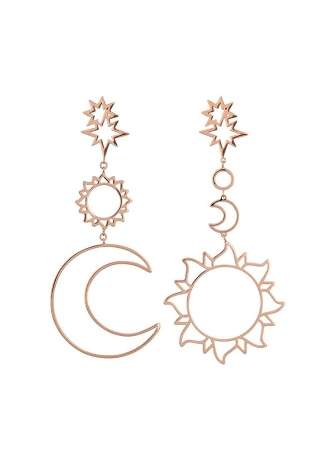 Loookus - Vintage Earrings Sun And Moon Pendant