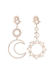 Loookus - Vintage Earrings Sun And Moon Pendant