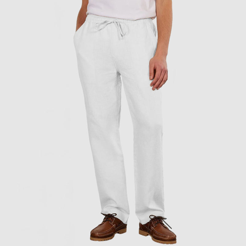 Loookus - Men's Daily Casual Cotton Linen Lace-Up Trousers