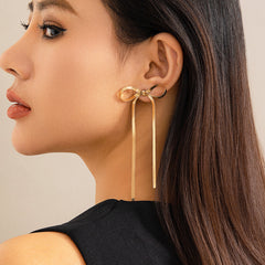 Loookus - Bow-knotted Metal Earrings