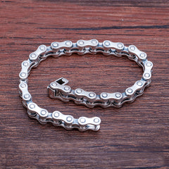 Loookus - 925 Silver Men's personality hip-hop simple motorcycle chain bracelet