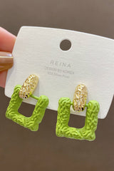 Loookus - Green Geometric Patterns Earrings