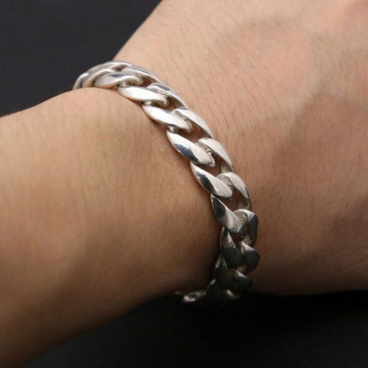 Loookus - 925 Silver Retro Simple Stylish Plug Totem Men's Bracelet
