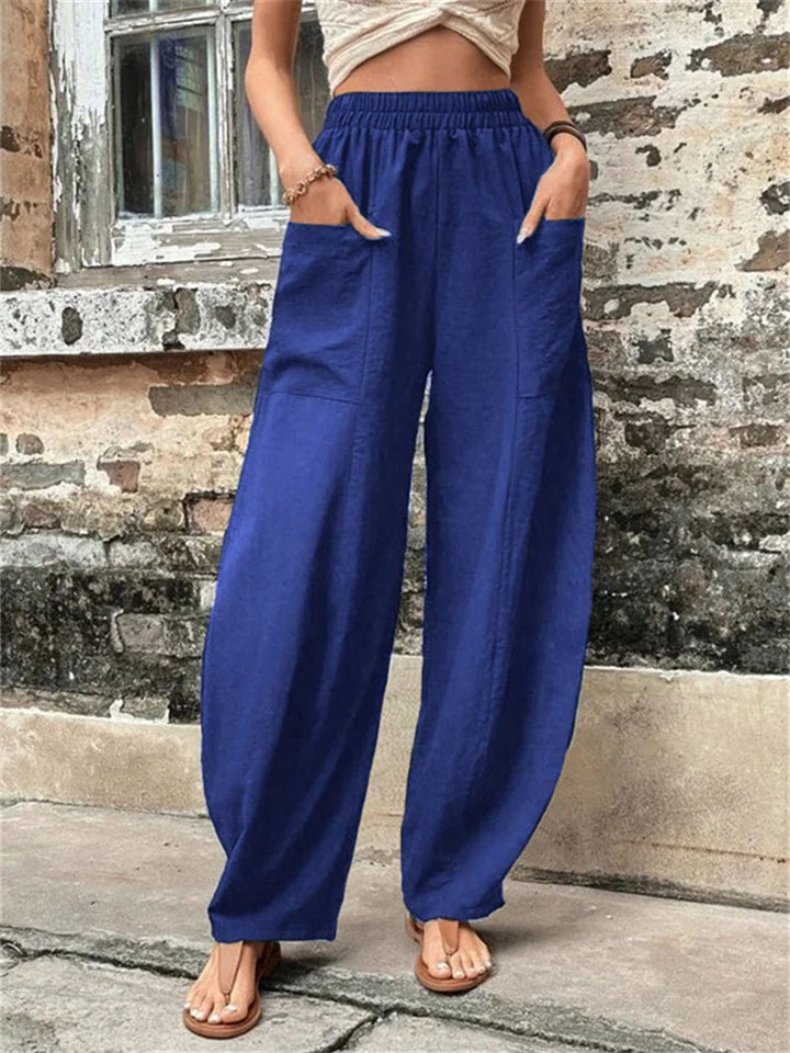 Loookus - Women's Wide Leg Pants Trousers Navy Black Light Green Fashion Casual Daily Side Pockets Full Length Comfort Solid Colored S M L XL 2XL