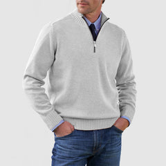 Loookus - Men's Solid Color Stand Collar Zipper Basic Sweater