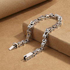 Loookus - 925 Silver Vintage Sanskrit Mantra Dragon Pattern Bracelet