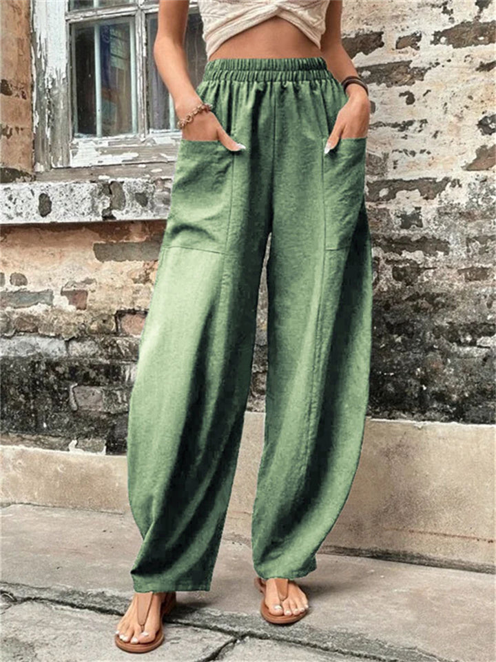 Loookus - Women's Wide Leg Pants Trousers Navy Black Light Green Fashion Casual Daily Side Pockets Full Length Comfort Solid Colored S M L XL 2XL