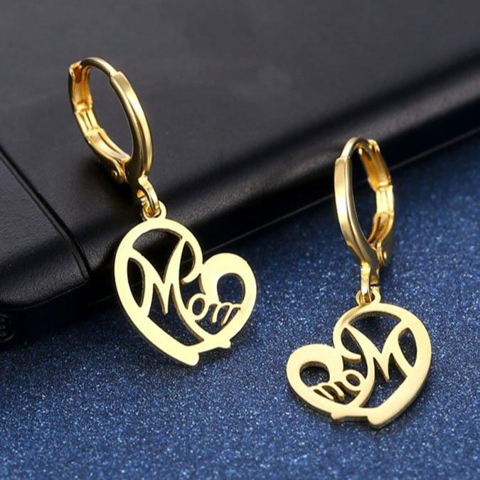 Loookus - Heart Letter Mom Earrings