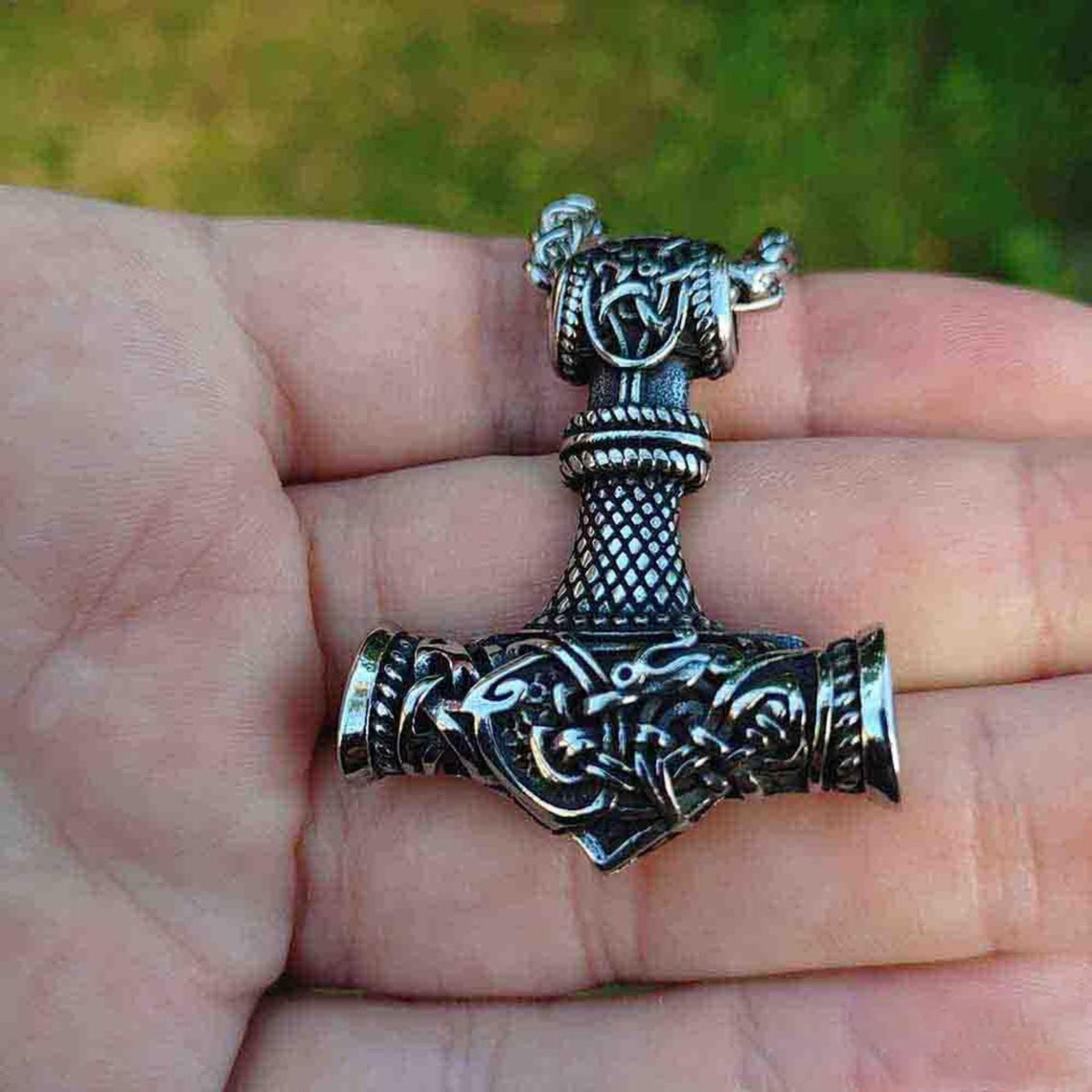 Loookus - Mjolnir Thor's Hammer Viking Necklace