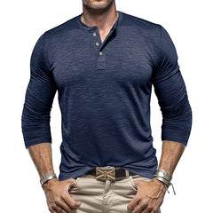 Loookus - Long Sleeve Soft Henley Shirt