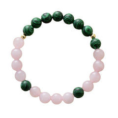 Loookus - Natural stone rose quartz handmade elastic beaded bracelet