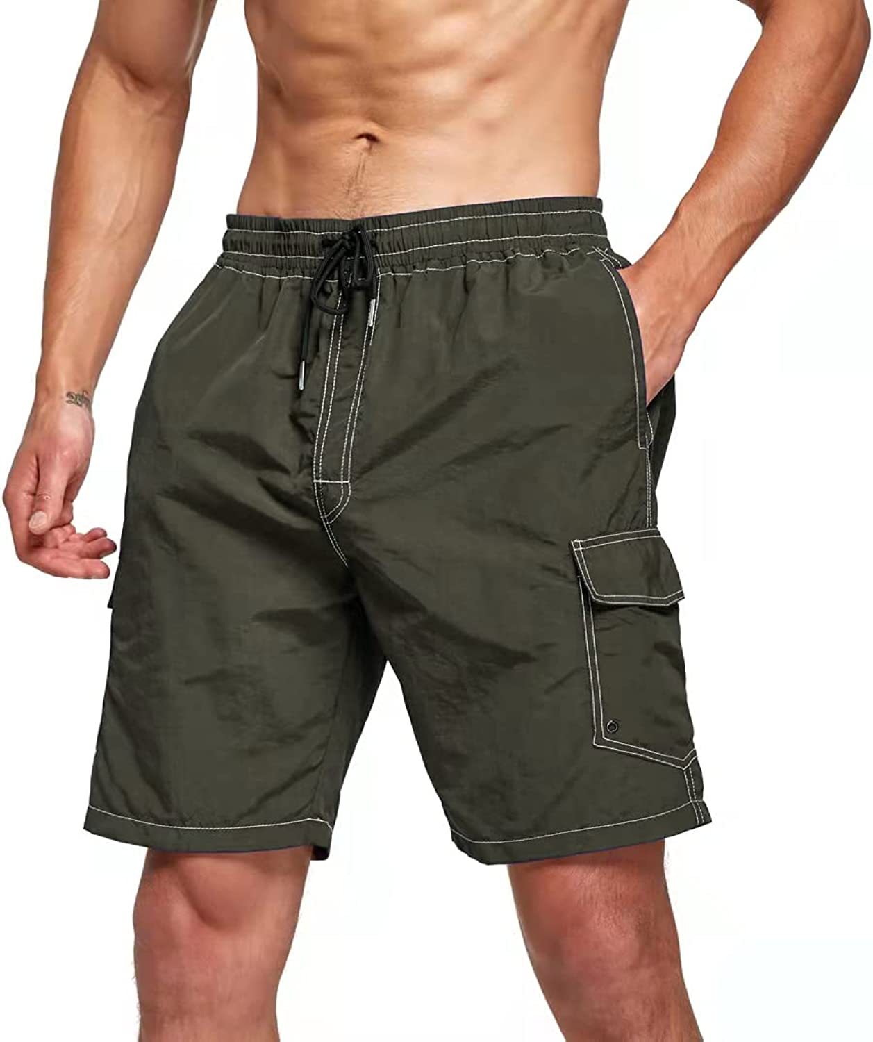 Loookus - Men's Casual Shorts Loose Port Style Cargo Pants Men's Breathable Beach Pants