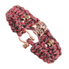 Triple Skull Tactical Bracelet – Red Camo Edition