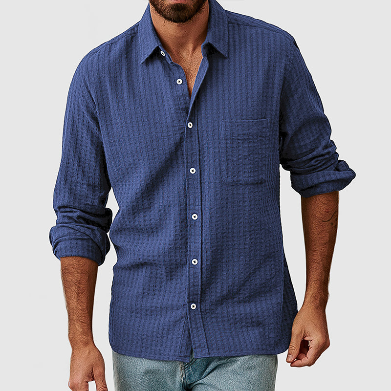 Loookus - Men's Casual Basic Textured Cotton Shirt