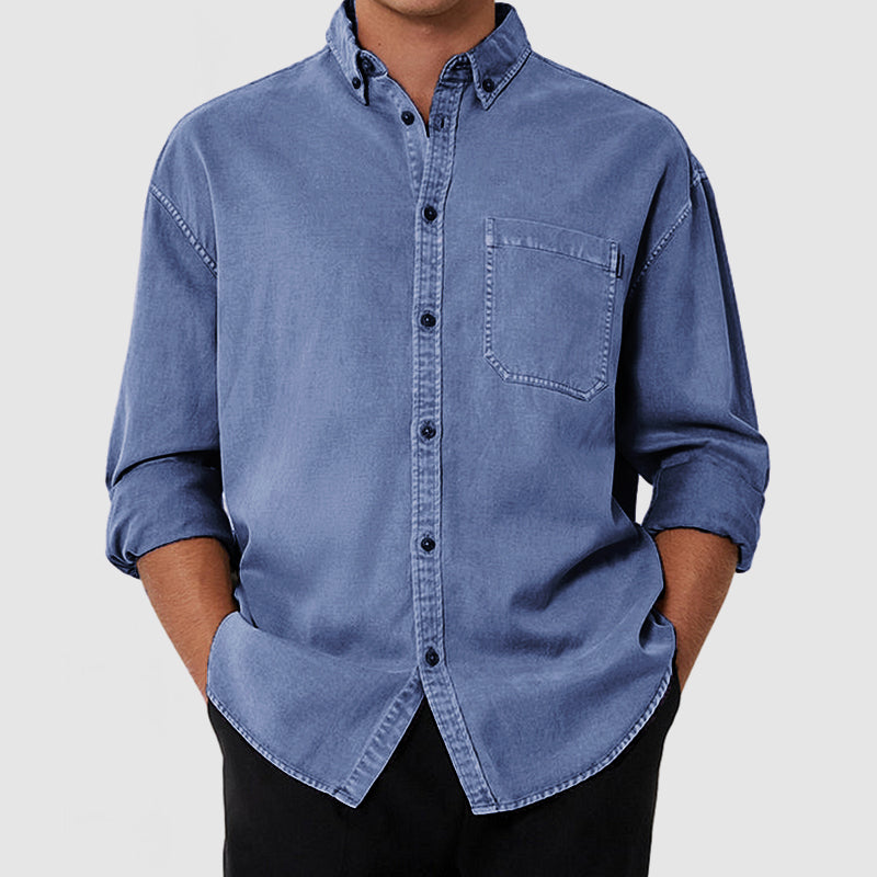 Loookus - Men's Casual Premium Washed Cotton Pocket Shirt