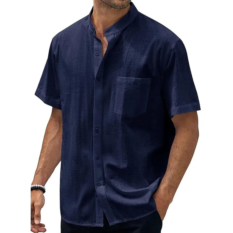 Loookus - Men's ice cream Cotton Summer Casual Beach Shirt Short Sleeve