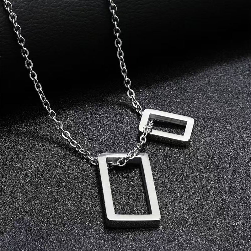 Loookus - Personalized Retro Double-Layer Square Frame Men'S Necklace