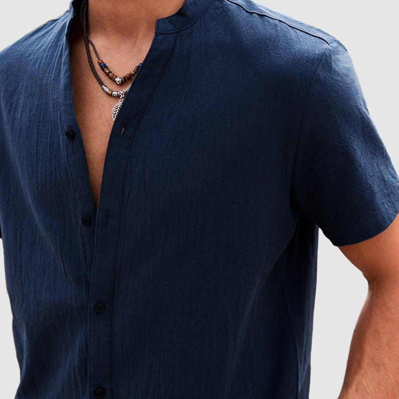 Loookus - Men's Casual Daily Cotton Linen Short Sleeve Shirt