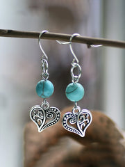 Loookus - Vintage Alloy Turquoise Love Earrings