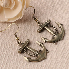 Loookus - Vintage Anchor Dangling Earrings Creative Personality Ladies Gift Zinc Alloy Jewelry