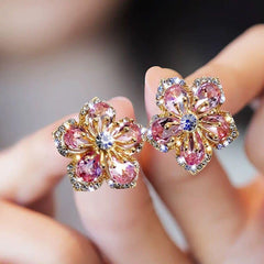 Loookus - Blooming Crystal Flower Earrings