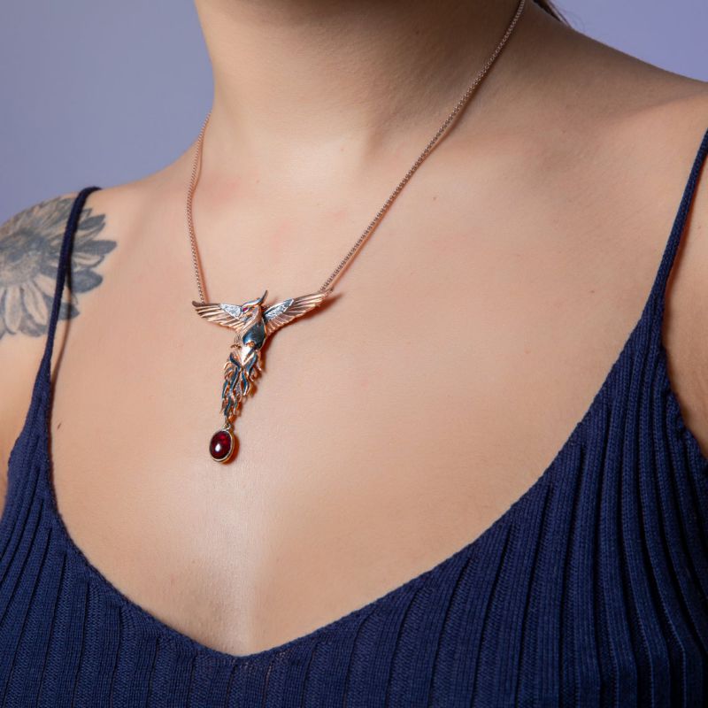 Loookus - Phoenix Strength Root Ruby Pendant Necklace