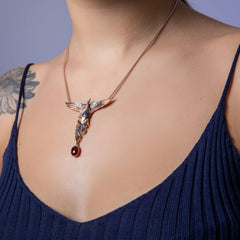 Loookus - Phoenix Strength Root Ruby Pendant Necklace