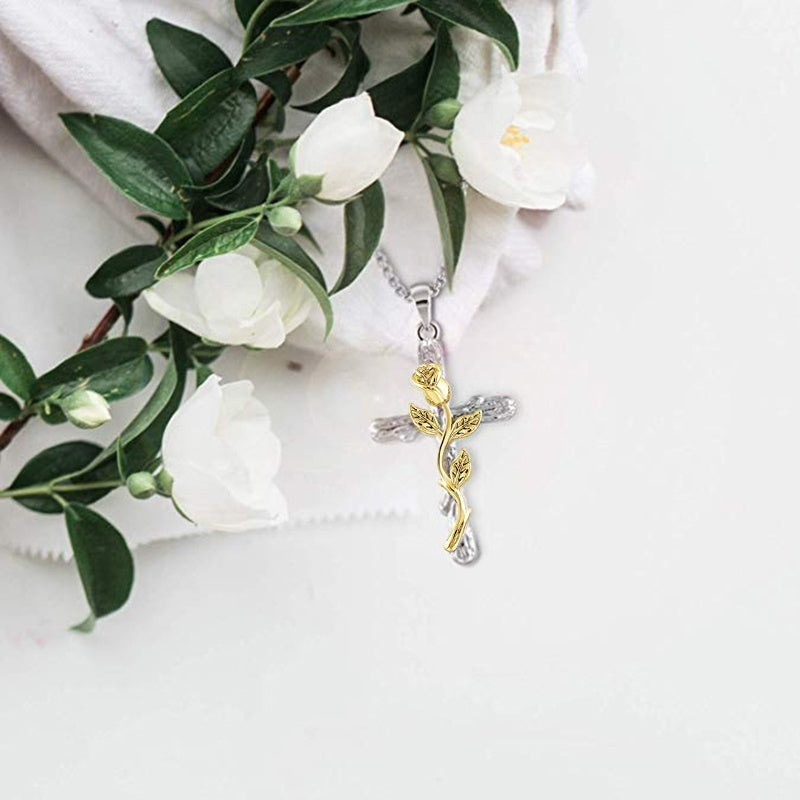 Loookus - Rose Cross Necklace