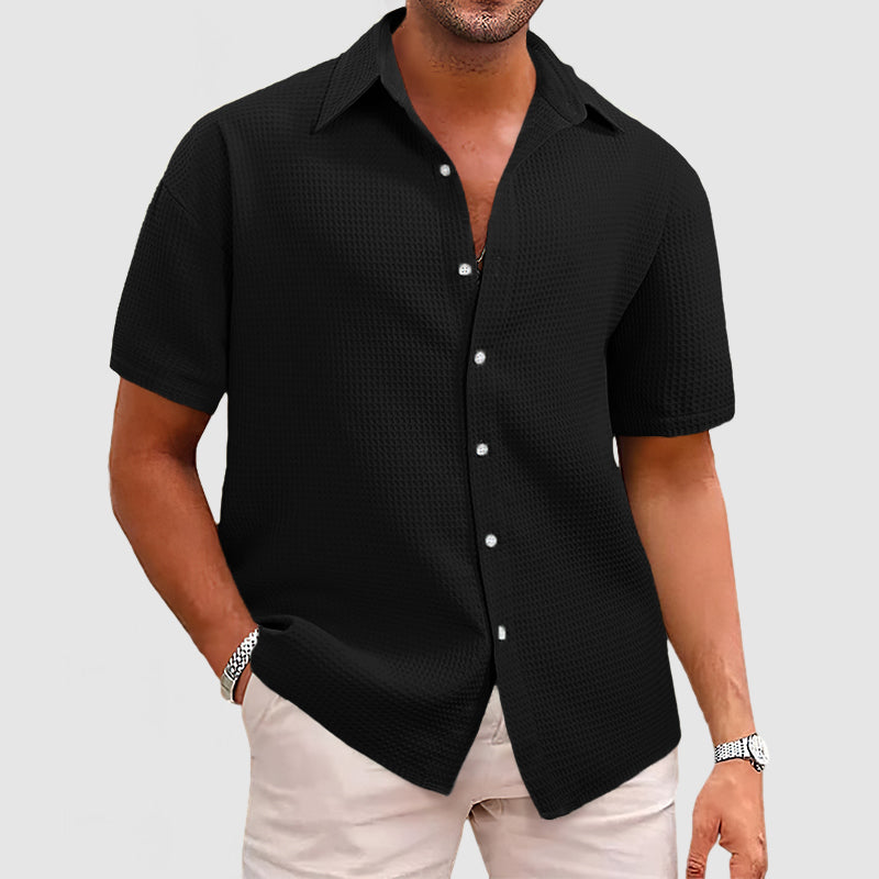 Loookus - Men's Casual Waffle Short Sleeve Shirt