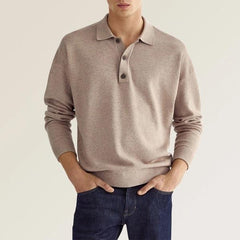 Men's Casual and Comfortable Solid Color V Collar Long Sleeve Shirt