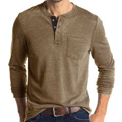 Loookus - 2025 Man's Long Sleeve Knit Henley