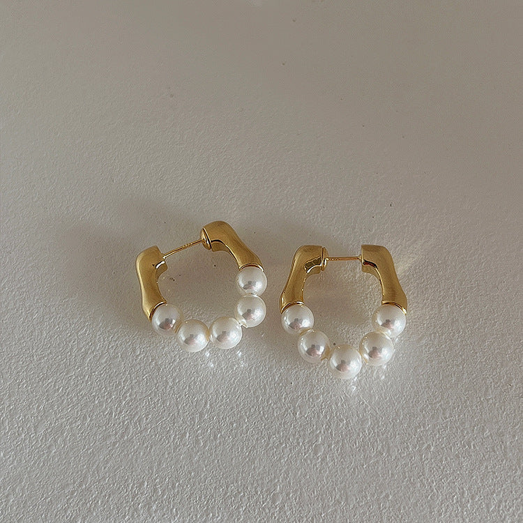 Loookus - Simple Natural Stone Pearl Earrings