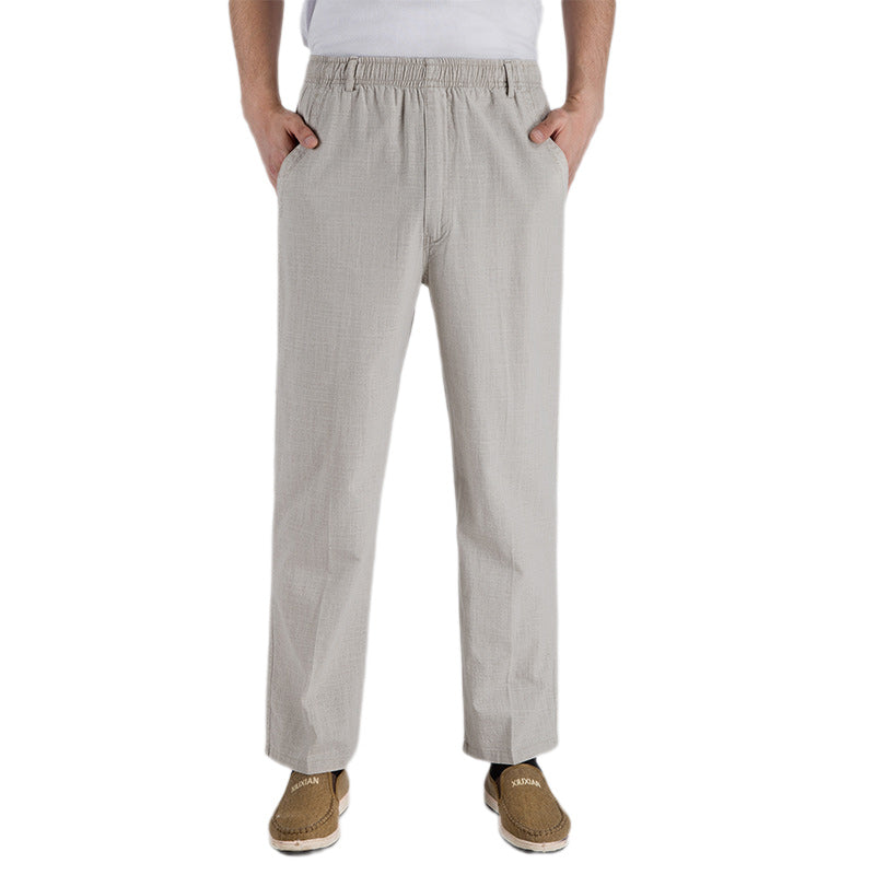 Loookus - Men's Linen High Waist Slim Fit Pants