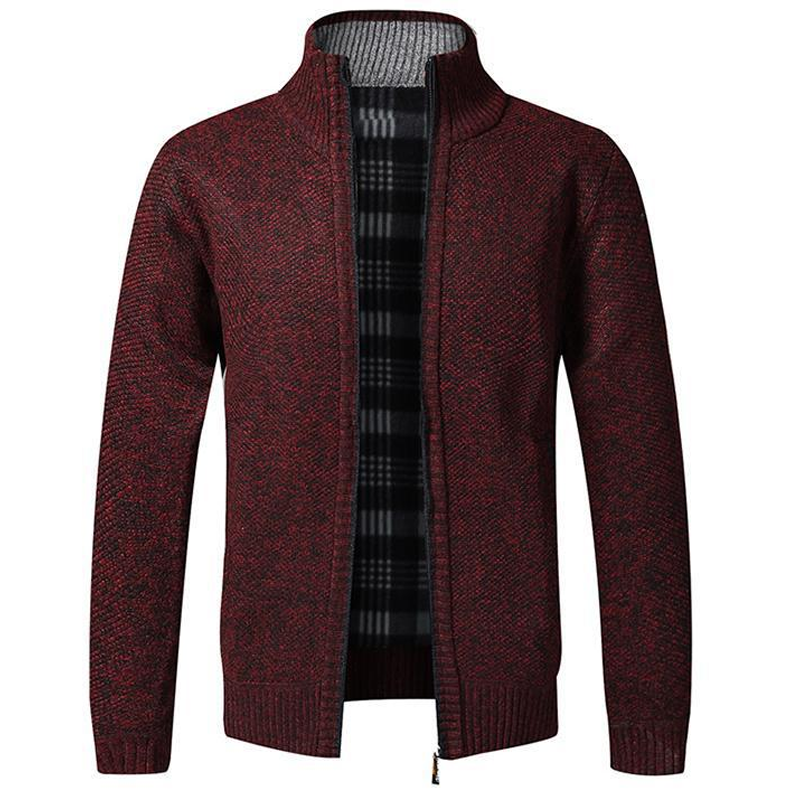 Loookus - Men's autumn and winter stand collar zipper casual cardigan sweater jacket