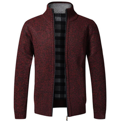 Loookus - Men's autumn and winter stand collar zipper casual cardigan sweater jacket