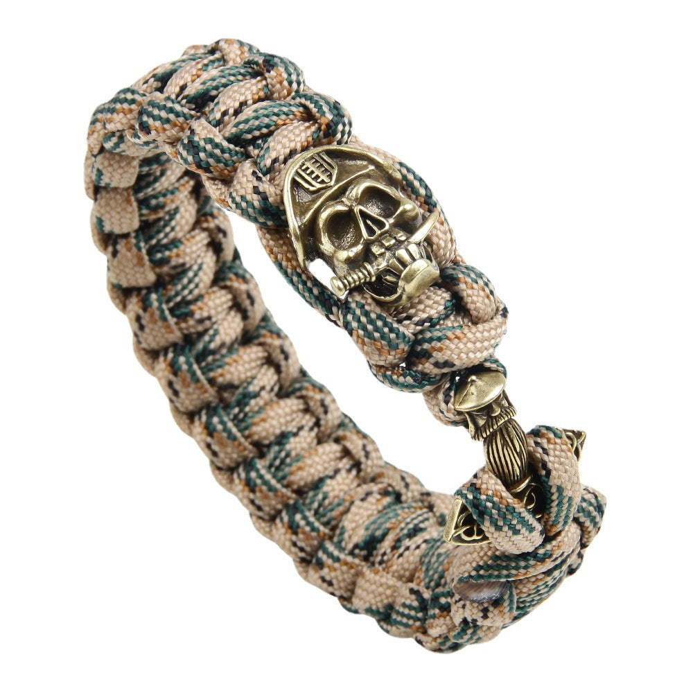Men’s Skull Copper Paracord Survival Bracelet – Jungle Camouflage