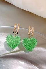 Loookus - Peach Heart Rhinestone Earrings