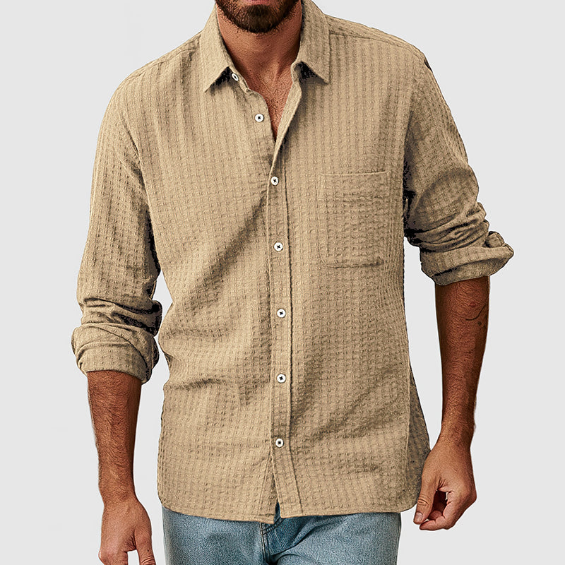 Loookus - Men's Casual Basic Textured Cotton Shirt