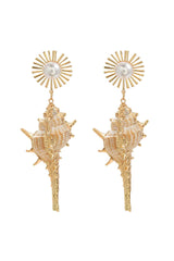 Loookus - Shell Pearl Floral Earrings